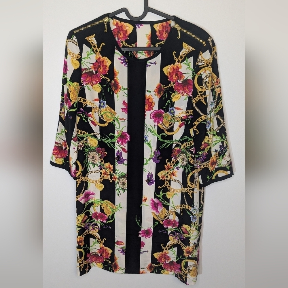 Juicy Couture Long Sleeve Sheath Dress 100% Silk Multicolor - size 4